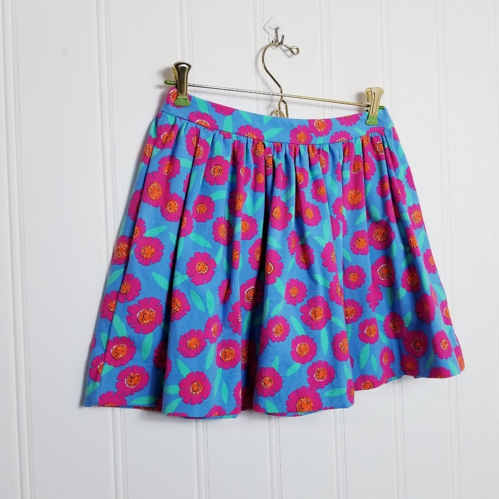 Kate Spade New York Girls Coreen Skirt Size 12 Floral Circle Pleated Blue & Pink